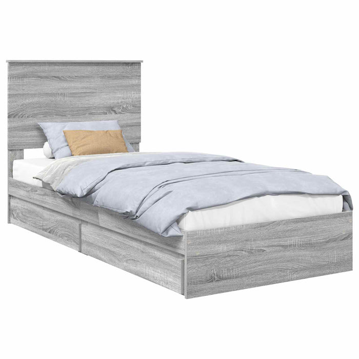 Cadru de pat cu sertar Gri Sonoma 90 x 200 cm Lemn compozit - WALTI WALTI