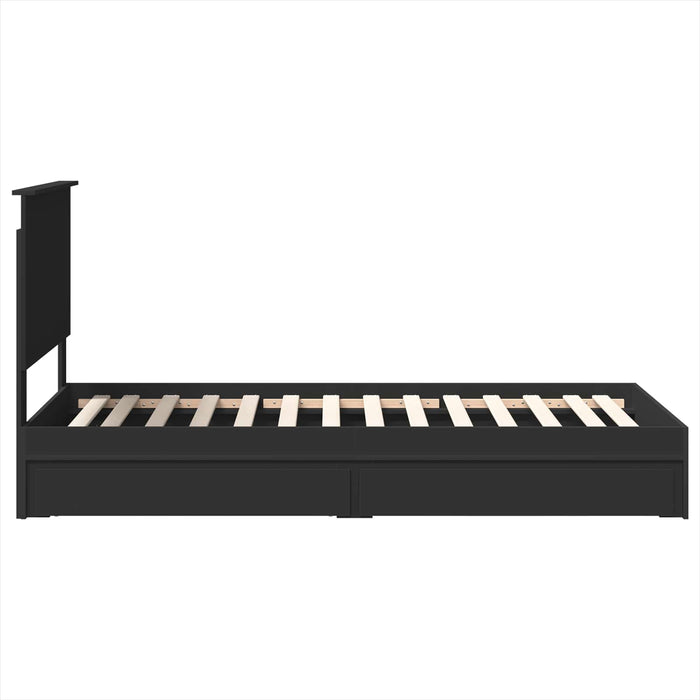 Cadru de pat cu sertar Manual Negru 75 x 190 cm Lemn compozit - WALTI WALTI