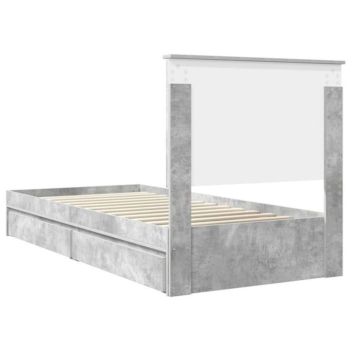 Cadru de pat cu sertar Gri din beton 75 x 190 cm Lemn compozit - WALTI WALTI