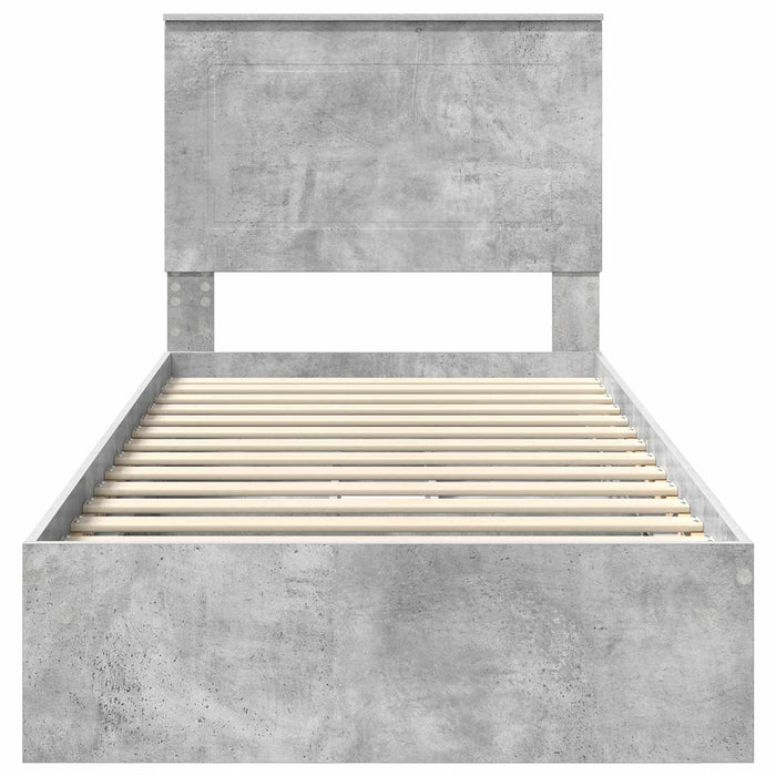 Cadru de pat cu sertar Gri din beton 75 x 190 cm Lemn compozit - WALTI WALTI