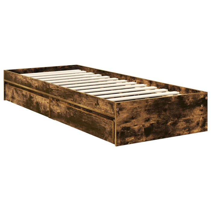 Cadru de pat cu sertar Stejar fumuriu 75 x 190 cm Lemn compozit - WALTI WALTI
