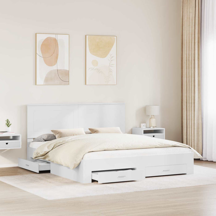 Cadru de pat cu headboard Alb 180 x 200 cm Lemn compozit - WALTI WALTI