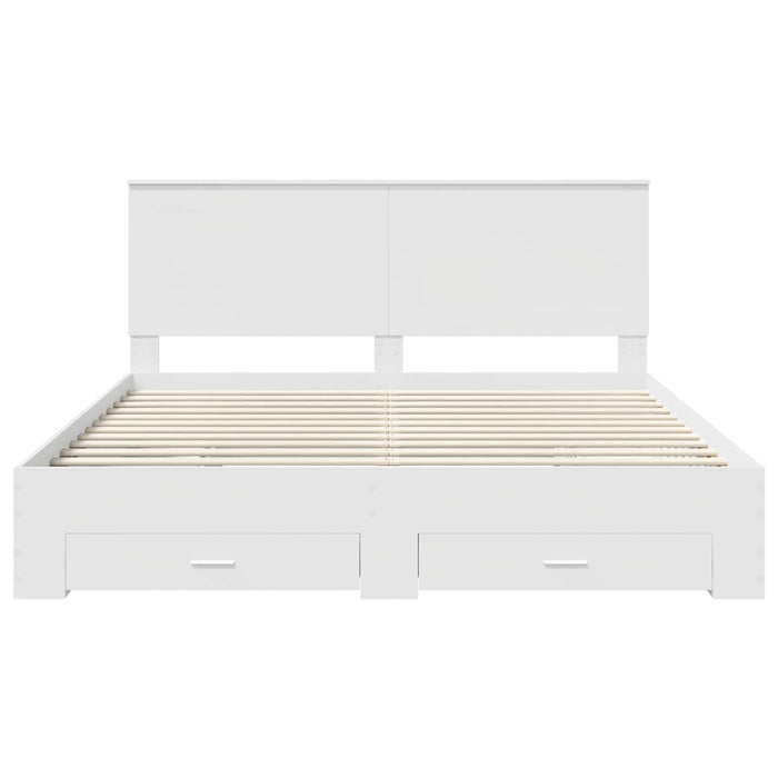 Cadru de pat cu headboard Alb 180 x 200 cm Lemn compozit - WALTI WALTI
