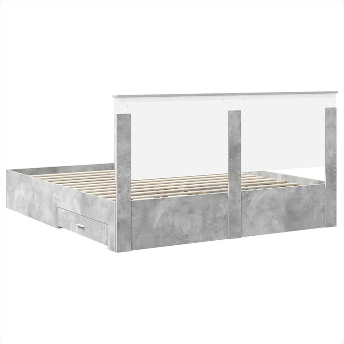 Cadru de pat cu sertar Gri din beton 180 x 200 cm Lemn compozit - WALTI WALTI