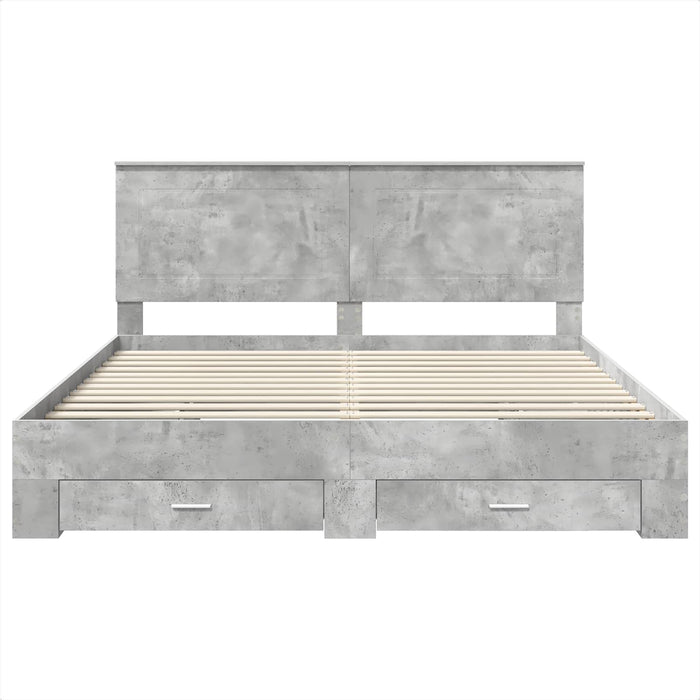 Cadru de pat cu sertar Gri din beton 180 x 200 cm Lemn compozit - WALTI WALTI