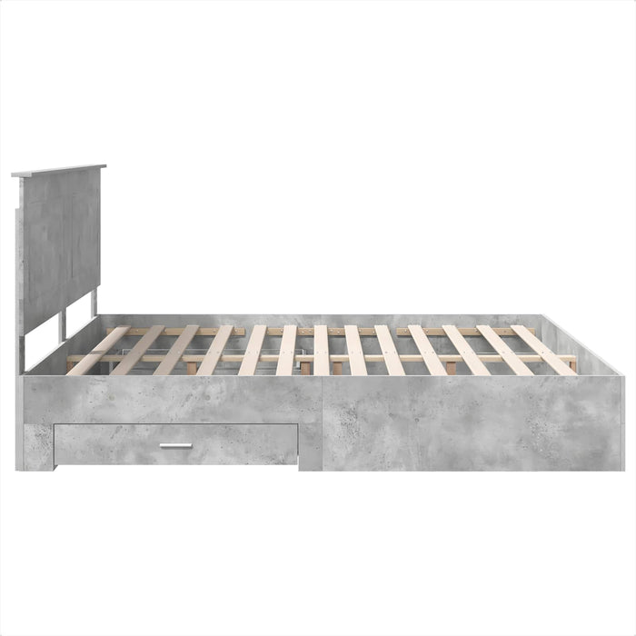 Cadru de pat cu sertar Gri din beton 180 x 200 cm Lemn compozit - WALTI WALTI
