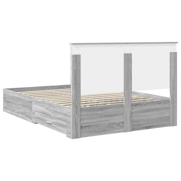 Cadru de pat cu headboard Gri Sonoma 160 x 200 cm Lemn compozit - WALTI WALTI