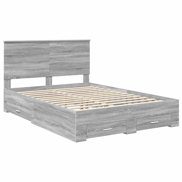 Cadru de pat cu headboard Gri Sonoma 150 x 200 cm Lemn compozit - WALTI WALTI