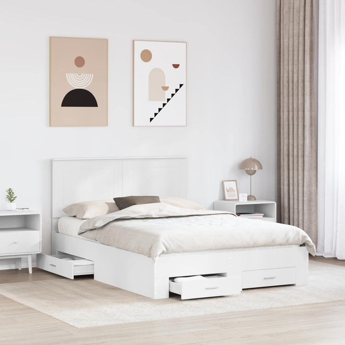 Cadru de pat cu headboard Alb 140 x 190 cm Lemn compozit - WALTI WALTI