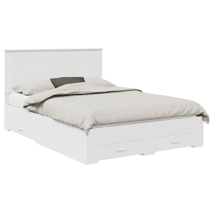 Cadru de pat cu headboard Alb 140 x 190 cm Lemn compozit - WALTI WALTI