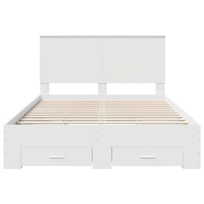 Cadru de pat cu headboard Alb 140 x 190 cm Lemn compozit - WALTI WALTI