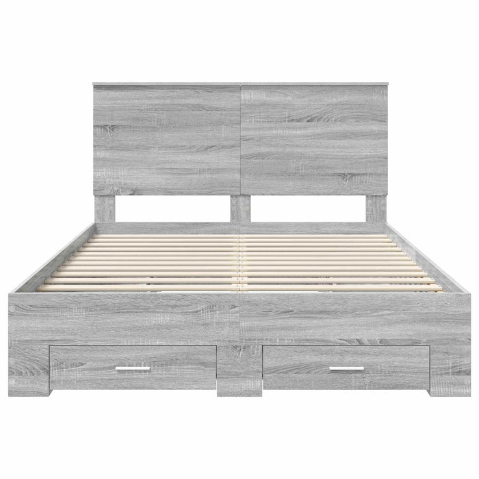 Cadru de pat cu headboard Gri Sonoma 140 x 190 cm Lemn compozit - WALTI WALTI