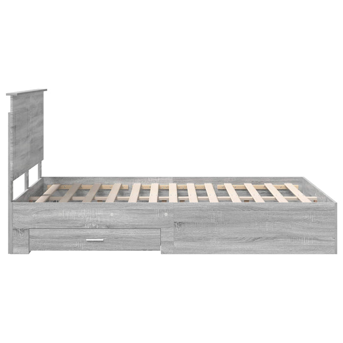 Cadru de pat cu headboard Gri Sonoma 140 x 200 cm Lemn compozit - WALTI WALTI
