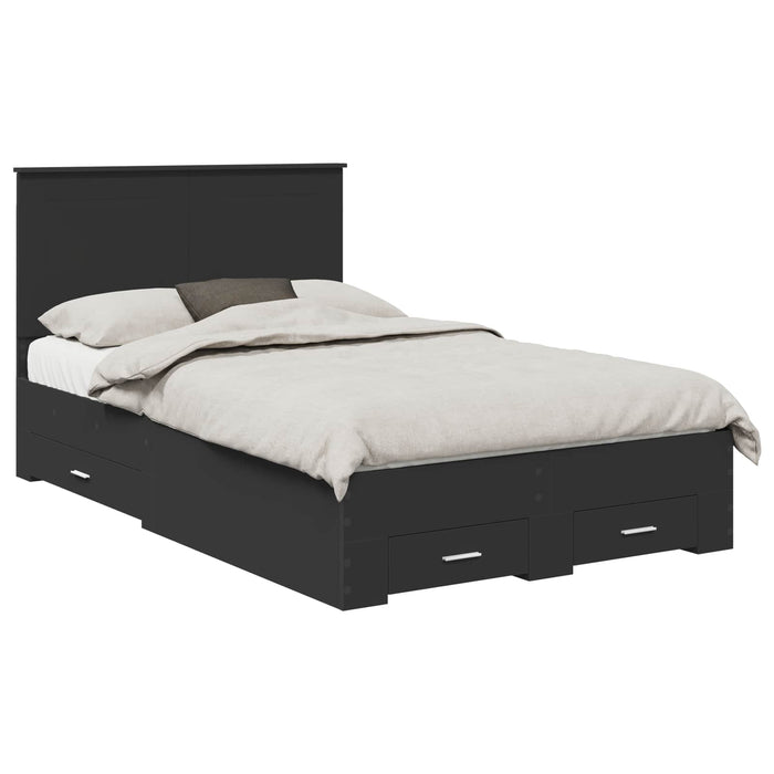 Cadru de pat cu headboard Negru 135 x 190 cm Lemn compozit - WALTI WALTI
