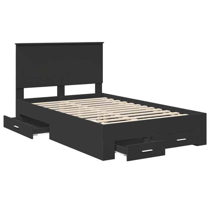Cadru de pat cu headboard Negru 135 x 190 cm Lemn compozit - WALTI WALTI