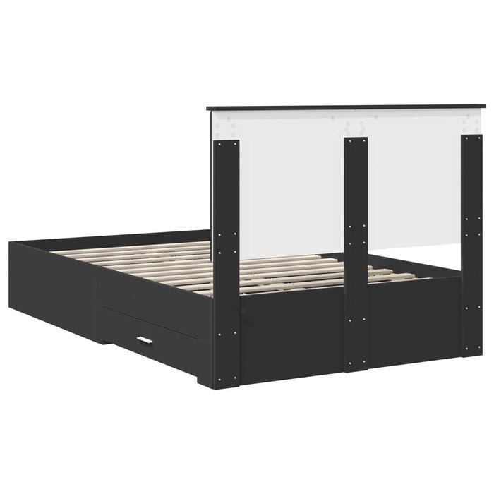 Cadru de pat cu headboard Negru 135 x 190 cm Lemn compozit - WALTI WALTI