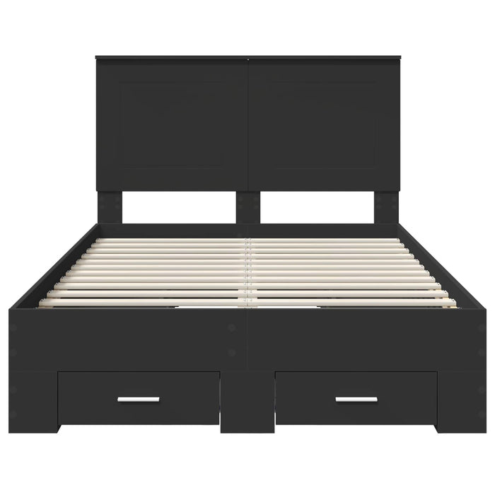 Cadru de pat cu headboard Negru 135 x 190 cm Lemn compozit - WALTI WALTI