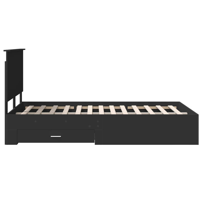 Cadru de pat cu headboard Negru 135 x 190 cm Lemn compozit - WALTI WALTI