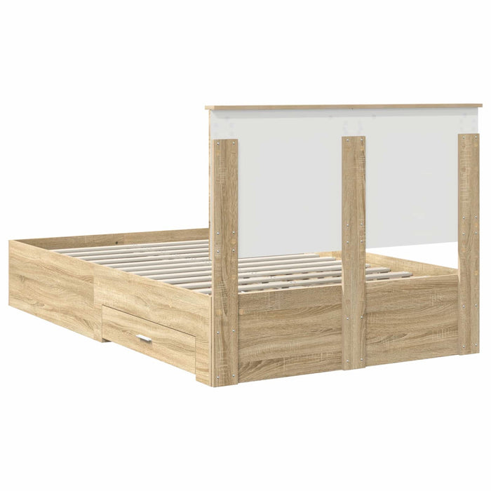 Cadru de pat cu sertar Stejar Sonoma 135 x 190 cm Lemn compozit - WALTI WALTI