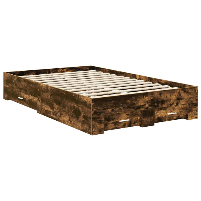 Cadru de pat Stejar fumuriu 135 x 190 cm Lemn compozit - WALTI WALTI