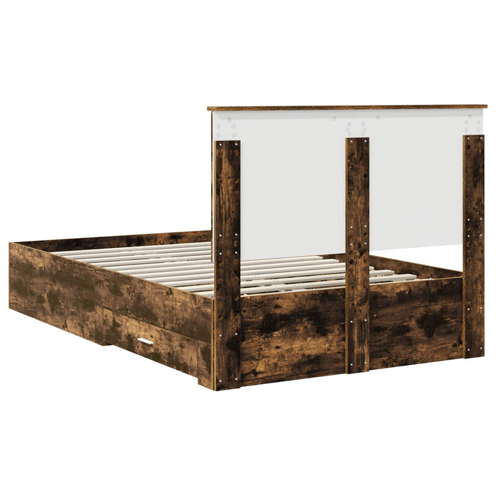 Cadru de pat Stejar fumuriu 135 x 190 cm Lemn compozit - WALTI WALTI