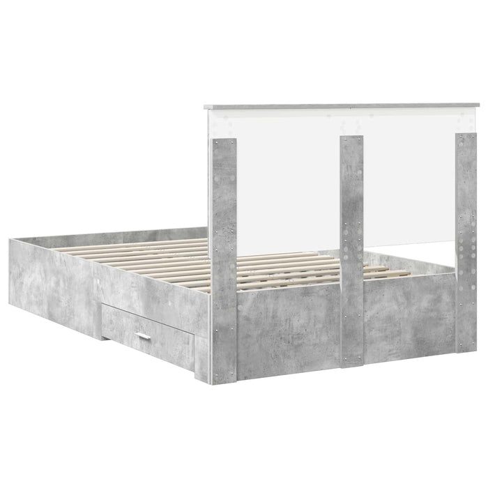 Cadru de pat cu sertar Gri din beton 120 x 190 cm Lemn compozit - WALTI WALTI
