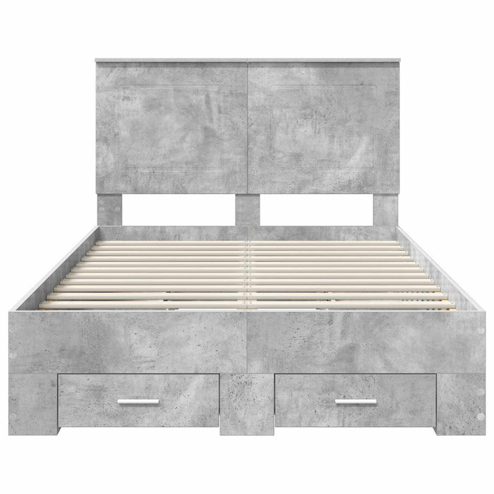 Cadru de pat cu sertar Gri din beton 120 x 190 cm Lemn compozit - WALTI WALTI