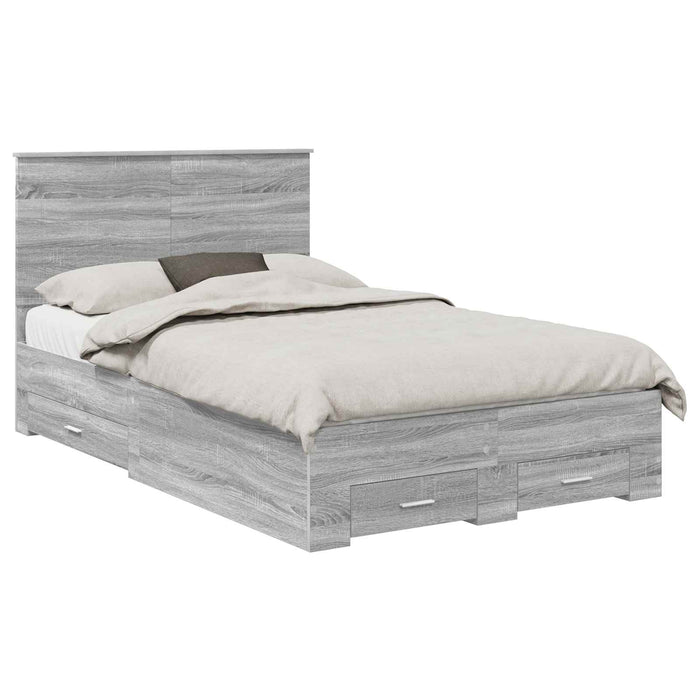 Cadru de pat cu headboard Gri Sonoma 120 x 190 cm Lemn compozit - WALTI WALTI