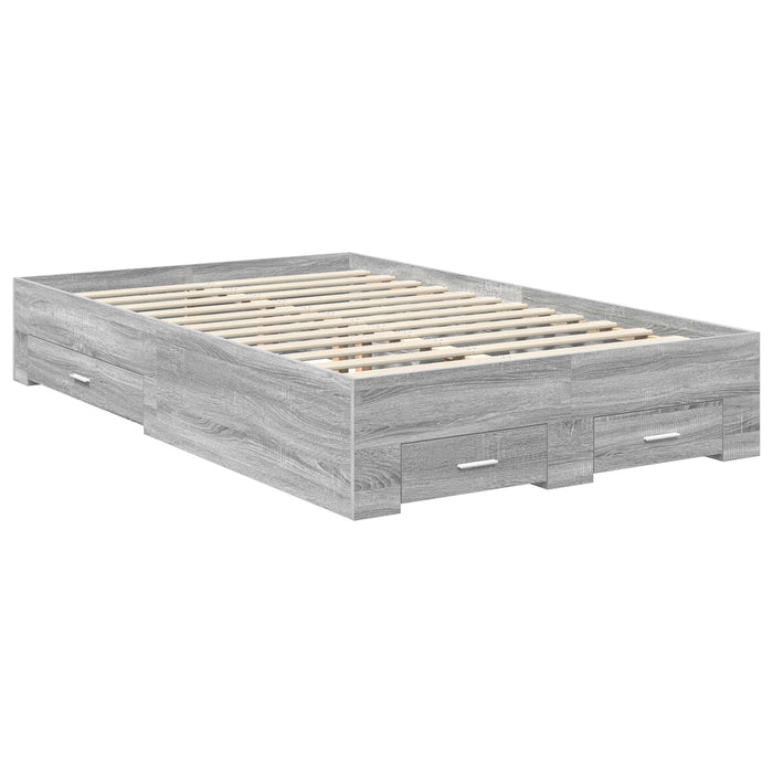 Cadru de pat cu headboard Gri Sonoma 120 x 190 cm Lemn compozit - WALTI WALTI