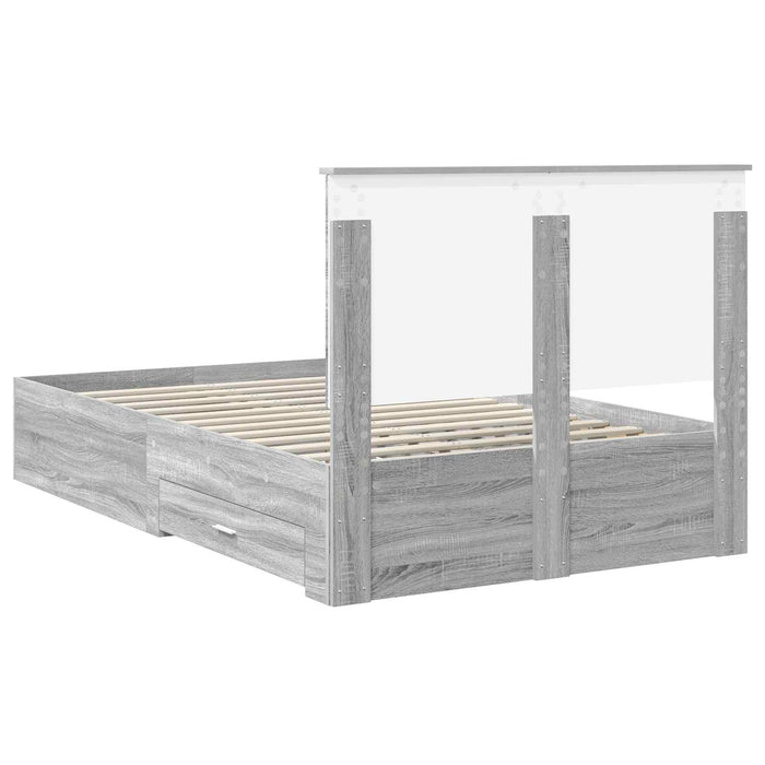 Cadru de pat cu headboard Gri Sonoma 120 x 190 cm Lemn compozit - WALTI WALTI