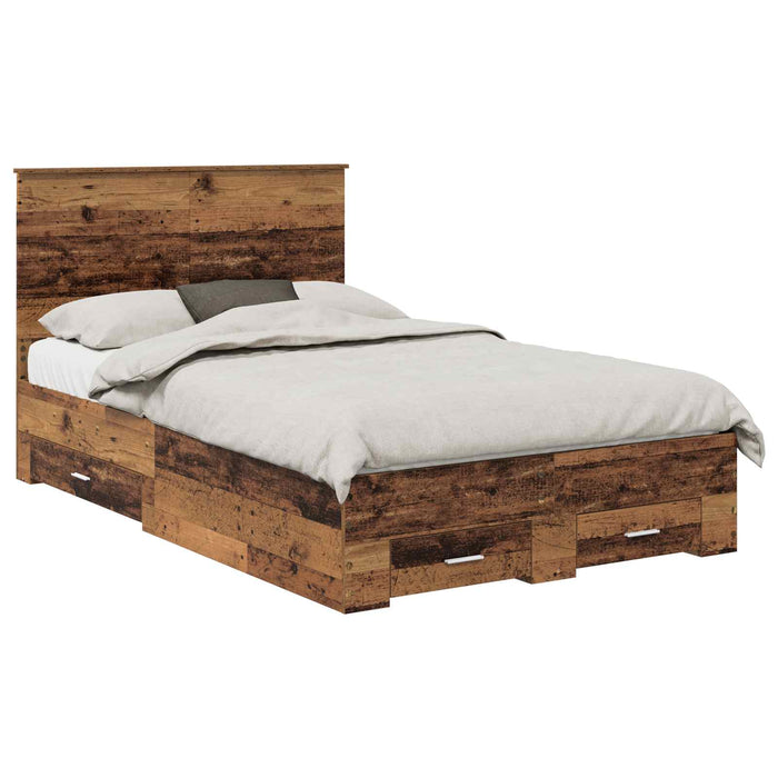 Cadru de pat cu headboard Lemn vechi 120 x 190 cm Lemn compozit - WALTI WALTI