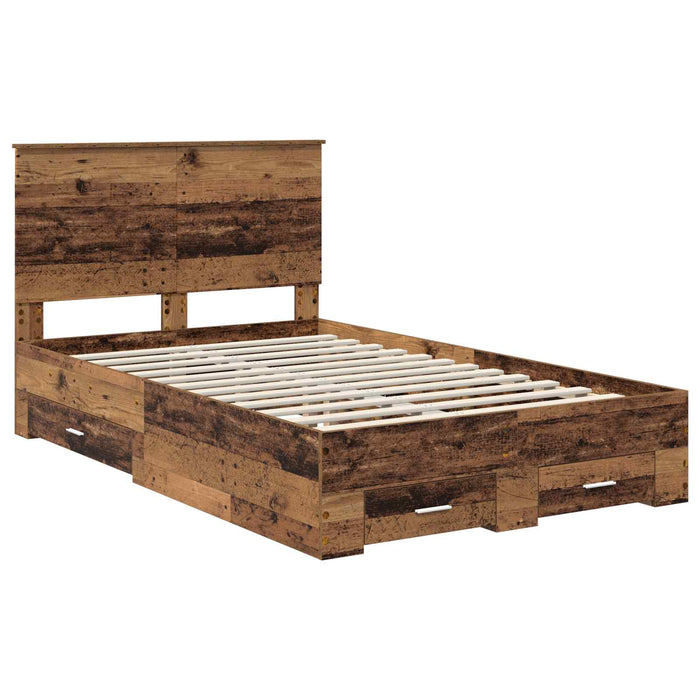 Cadru de pat cu headboard Lemn vechi 120 x 190 cm Lemn compozit - WALTI WALTI
