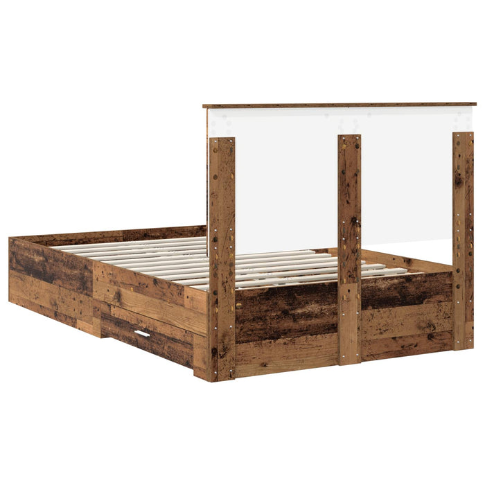 Cadru de pat cu headboard Lemn vechi 120 x 190 cm Lemn compozit - WALTI WALTI