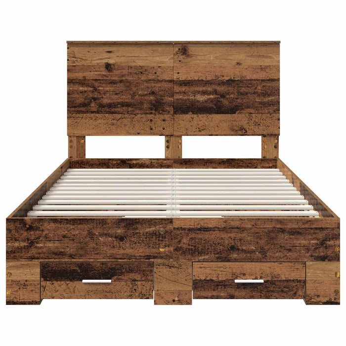 Cadru de pat cu headboard Lemn vechi 120 x 190 cm Lemn compozit - WALTI WALTI