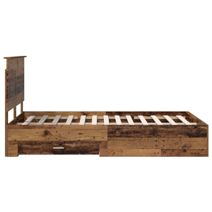 Cadru de pat cu headboard Lemn vechi 120 x 190 cm Lemn compozit - WALTI WALTI