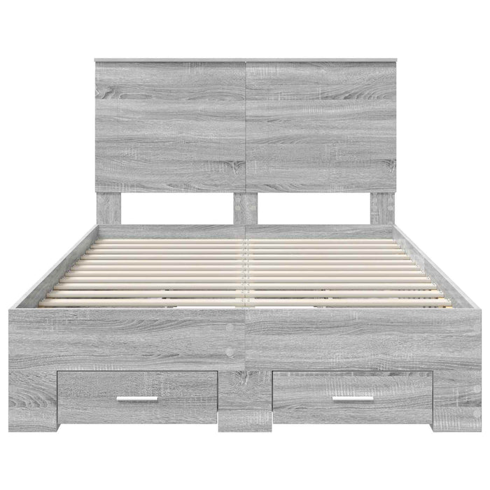 Cadru de pat cu headboard Gri Sonoma 120 x 200 cm Lemn compozit - WALTI WALTI