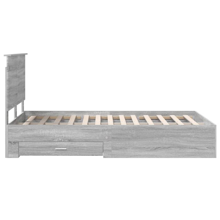 Cadru de pat cu headboard Gri Sonoma 120 x 200 cm Lemn compozit - WALTI WALTI