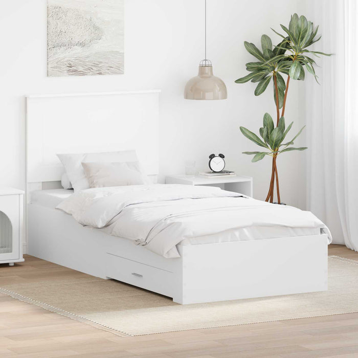 Cadru de pat cu headboard Alb 90 x 190 cm Lemn compozit - WALTI WALTI