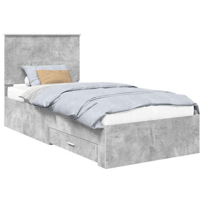 Cadru de pat cu sertar Gri din beton 90 x 190 cm Lemn compozit - WALTI WALTI
