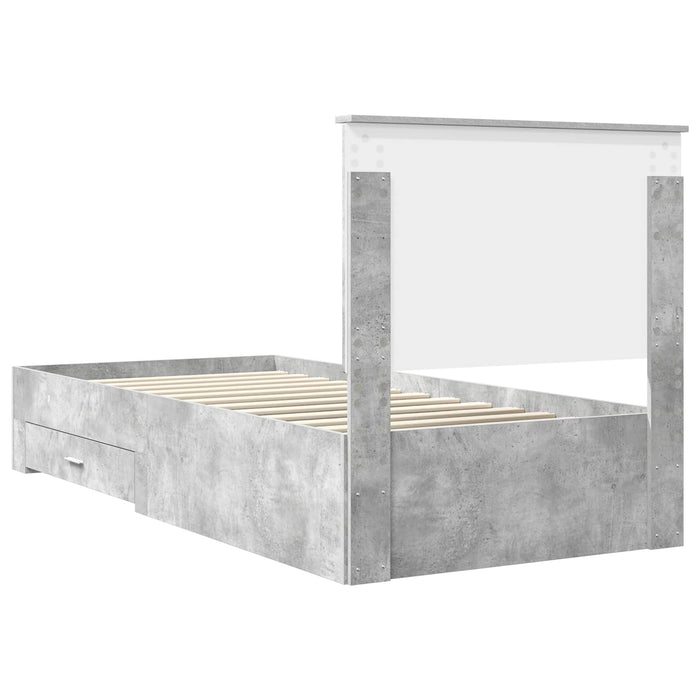 Cadru de pat cu sertar Gri din beton 90 x 190 cm Lemn compozit - WALTI WALTI