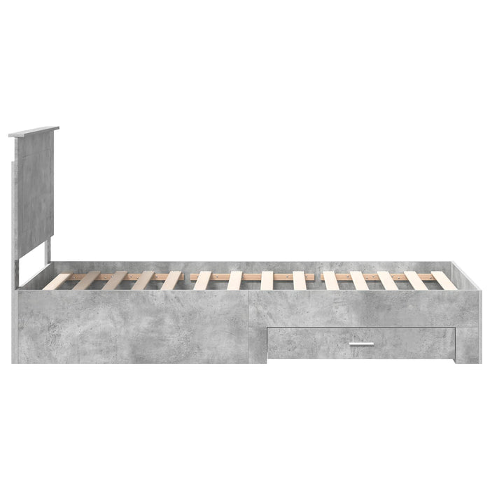 Cadru de pat cu sertar Gri din beton 90 x 190 cm Lemn compozit - WALTI WALTI