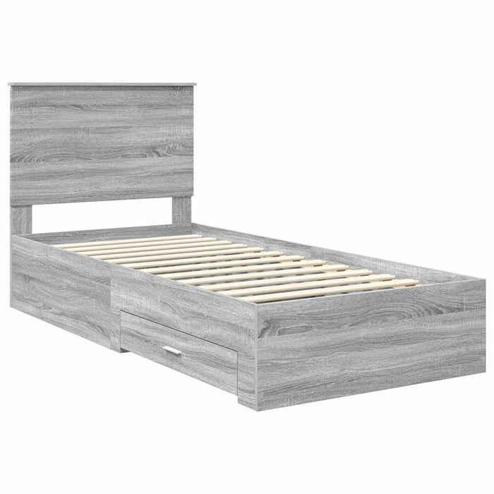 Cadru de pat cu headboard Gri Sonoma 90 x 190 cm Lemn compozit - WALTI WALTI