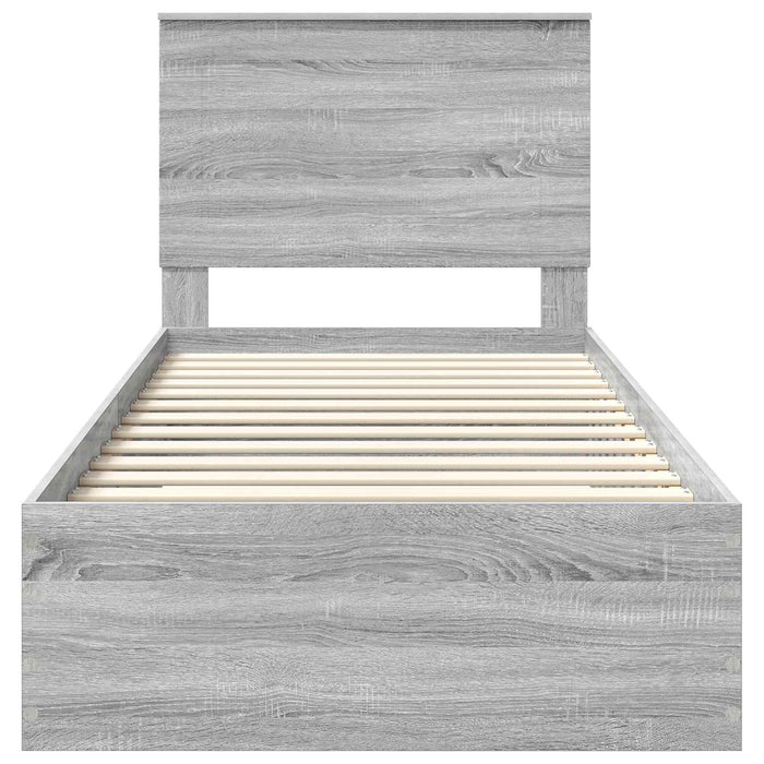 Cadru de pat cu headboard Gri Sonoma 90 x 190 cm Lemn compozit - WALTI WALTI