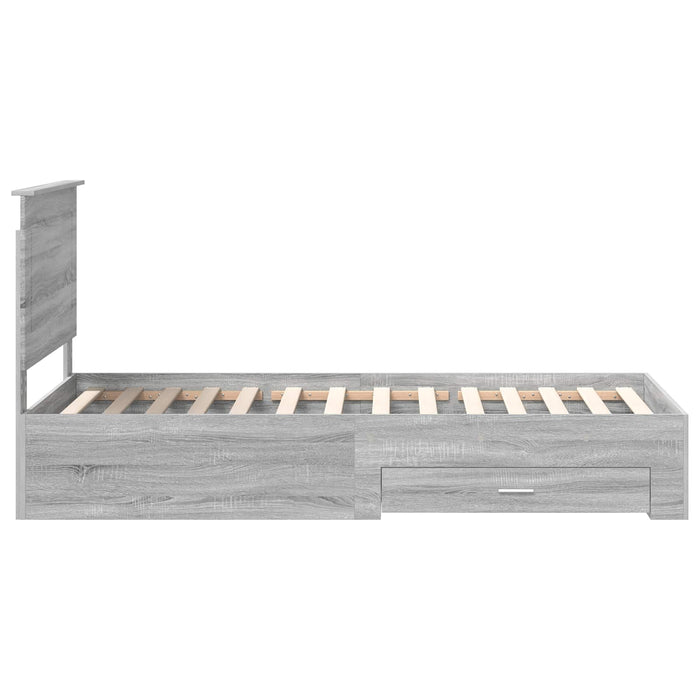 Cadru de pat cu headboard Gri Sonoma 90 x 190 cm Lemn compozit - WALTI WALTI