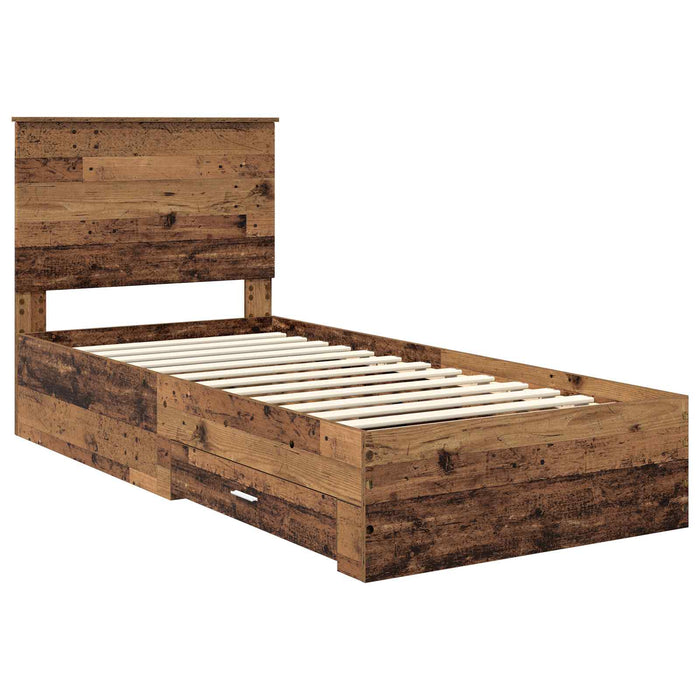 Cadru de pat cu headboard Lemn vechi 90 x 190 cm Lemn compozit - WALTI WALTI