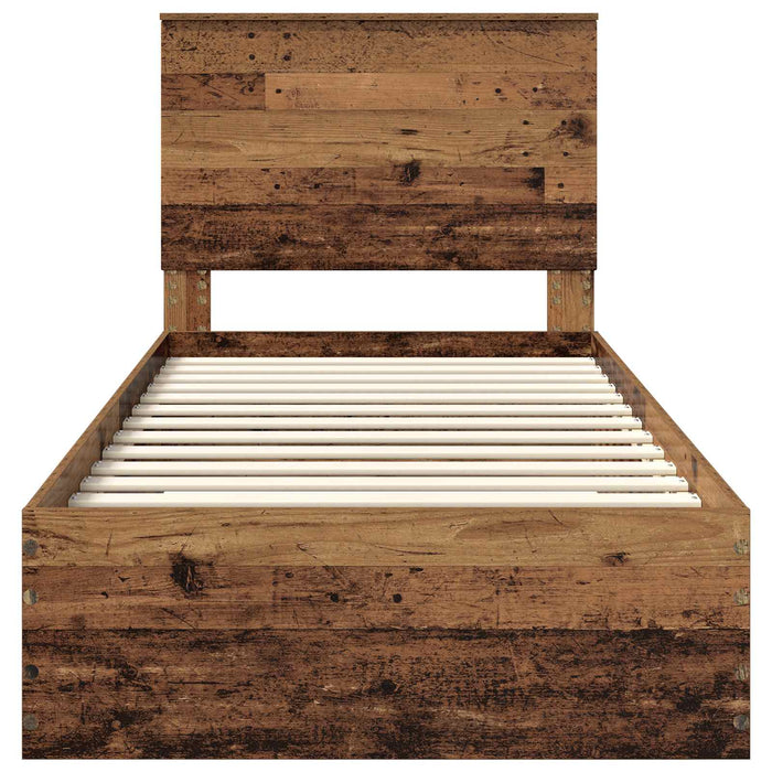 Cadru de pat cu headboard Lemn vechi 90 x 190 cm Lemn compozit - WALTI WALTI