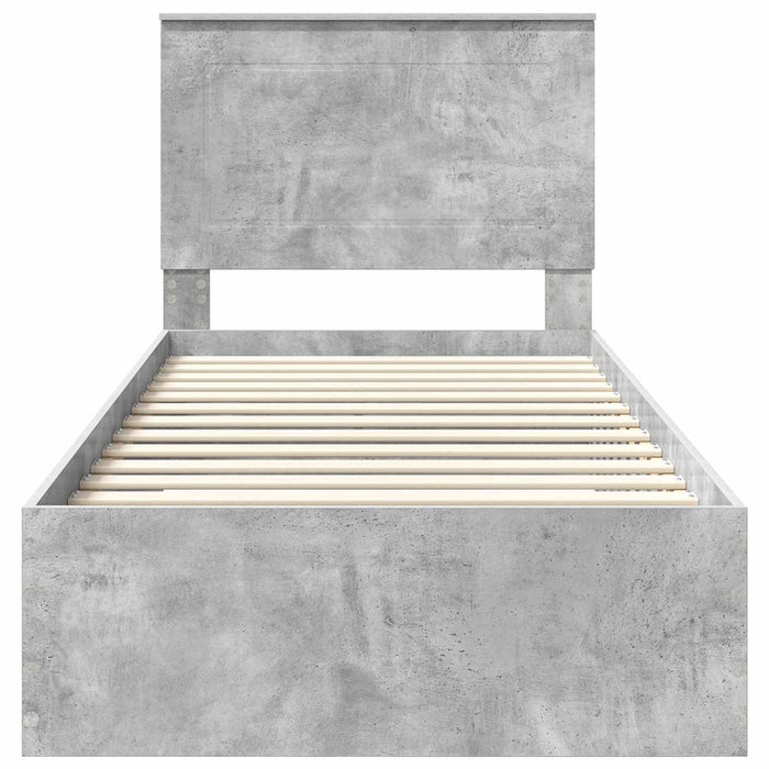 Cadru de pat cu sertar Gri din beton 90 x 200 cm Lemn compozit - WALTI WALTI