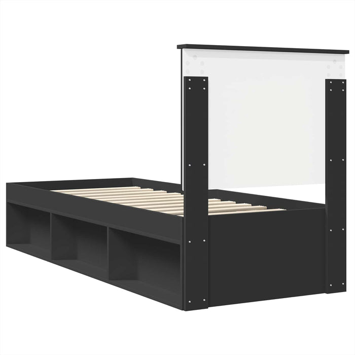 Cadru de pat Manual Negru și argintiu 75 x 190 cm Lemn compozit - WALTI WALTI