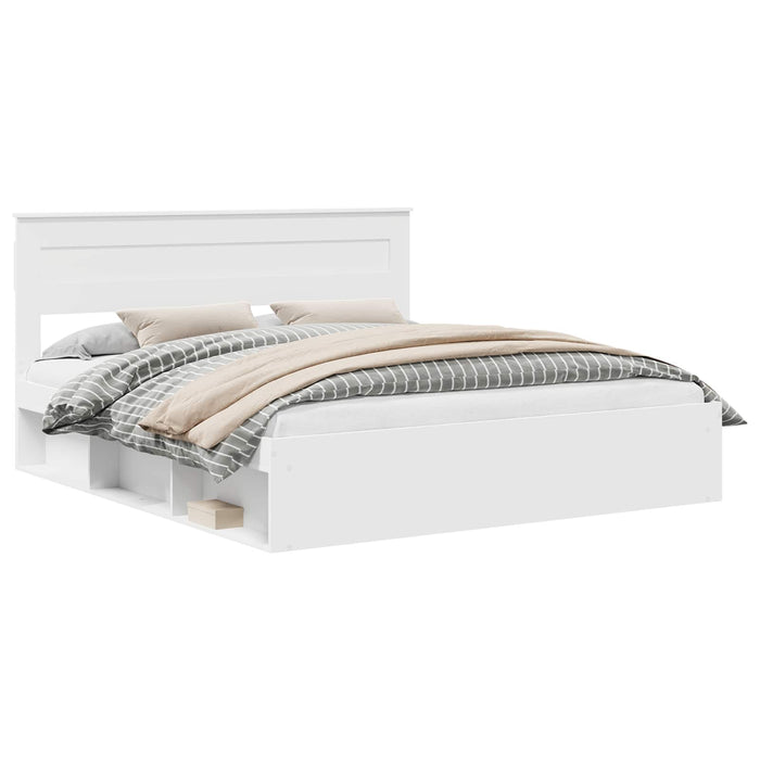 Cadru de pat cu headboard Alb 200 x 200 cm Lemn de pin masiv - WALTI WALTI