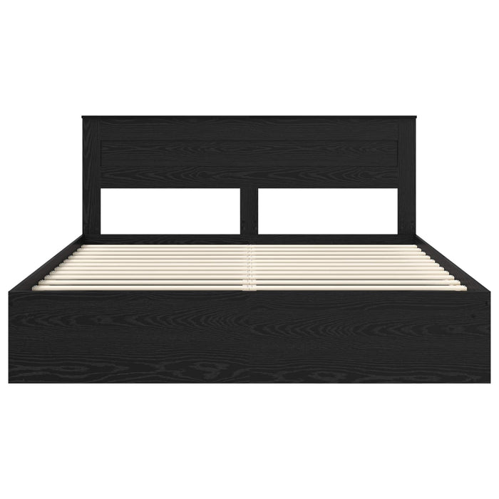 Cadru de pat cu saltea Negru 200 x 200 cm Lemn de pin masiv - WALTI WALTI